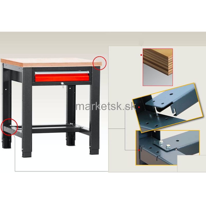 Dielenský stôl PROFI MAX PM501 - 140 x 70 x 85/90 cm